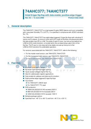 74AHCT377D datasheet - Octal D-type flip-flop with data enable; positive-edge trigger