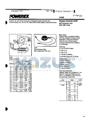 C430N datasheet - Phase Control SCR 680 Amperes Avg 500-1300 Volts