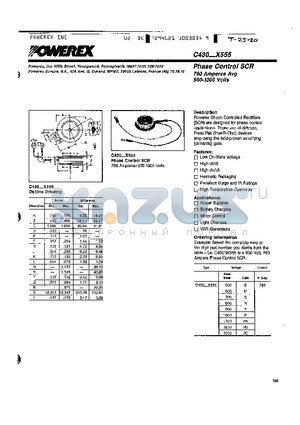 C430PX555 datasheet - Phase Control SCR 760 Amperes Avg 500-1300 Volts