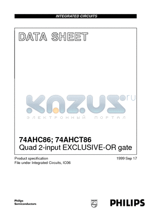 74AHCT86D datasheet - Quad 2-input EXCLUSIVE-OR gate