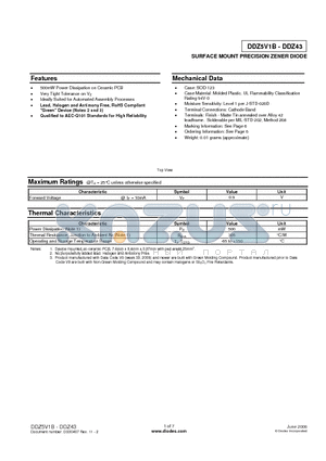 DDZ5V1B datasheet - SURFACE MOUNT PRECISION ZENER DIODE