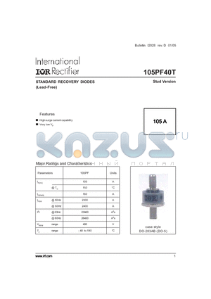 105PF40T datasheet - STANDARD RECOVERY DIODES