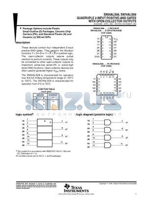 74ALS09 datasheet - QUADRUPLE 2-INPUT POSITIVE-AND GATES WITH OPEN-COLLECTOR OUTPUTS