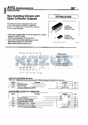 74ALS1005 datasheet - Hex Inverting Drivers with Open Collector Outputs