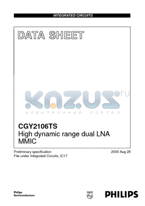 CGY2106TS datasheet - High dynamic range dual LNA MMIC