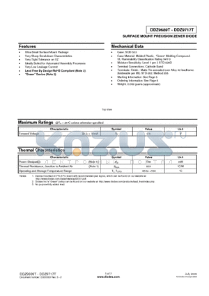 DDZ9693T datasheet - SURFACE MOUNT PRECISION ZENER DIODE