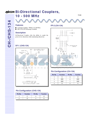 CH-134PIN datasheet - Bi-Directional Couplers, 10 - 500 MHz