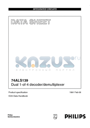 74ALS139N datasheet - Dual 1-of-4 decoder/demultiplexer