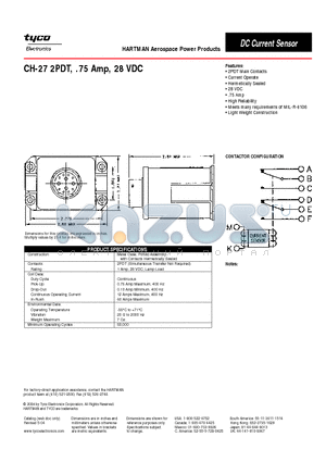 CH-27 datasheet - CH-27 2PDT, .75 Amp, 28 VDC