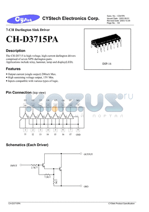 CH-D3715PA datasheet - 7-CH Darlington Sink Driver