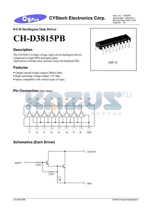 CH-D3815PB datasheet - 8-CH Darlington Sink Driver