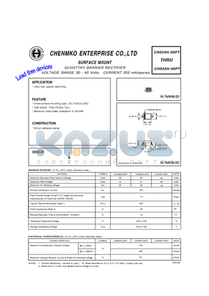 CH035H-20PT datasheet - SCHOTTKY BARRIER RECTIFIER VOLTAGE RANGE 20 - 40 Volts CURRENT 350 mAmperes