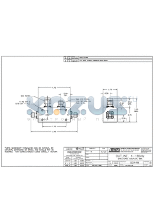 CH125H-35 datasheet - OUTLINE, 4-18GHz DIRECTIONAL COUPLER, SMA