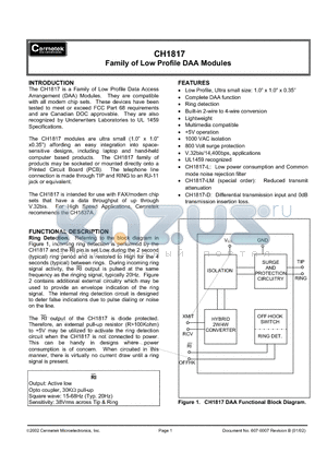 CH1817 datasheet - Family of Low Profile DAA Modules