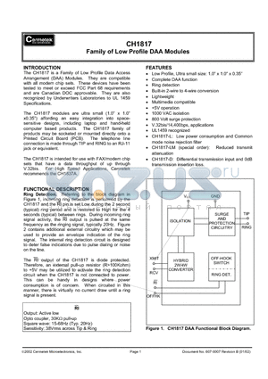 CH1817LET datasheet - Family of Low Profile DAA Modules