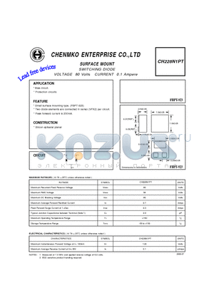 CH228N1PT datasheet - SWITCHING DIODE VOLTAGE 80 Volts CURRENT 0.1 Ampere