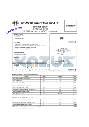 CH228UPT datasheet - SWITCHING DIODE VOLTAGE 80 Volts CURRENT 0.1 Ampere