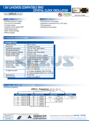 ASFL3_08 datasheet - 1.8V LVHCMOS COMPATIBLE SMD COMPATIBLE SMD