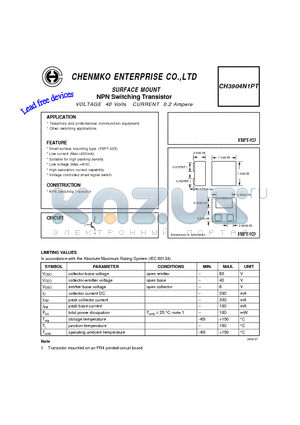 CH3904N1PT datasheet - NPN Switching Transistor