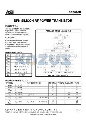 ASI10474 datasheet - NPN SILICON RF POWER TRANSISTOR