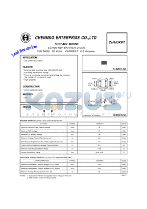 CH483KPT datasheet - SCHOTTKY BARRIER DIODE VOLTAGE 30 Volts CURRENT 0.2 Ampere