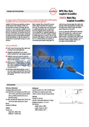 106005-1000 datasheet - MPO Fiber Optic Loopback Assemblies