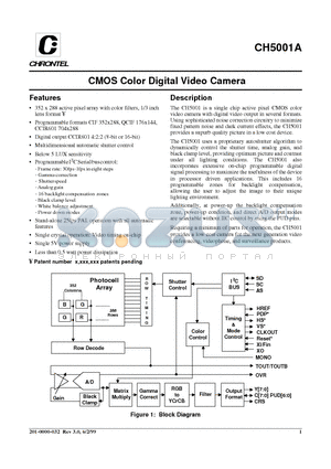 CH5001A datasheet - CMOS COLOR DIGITAL VIDEO CAMERA