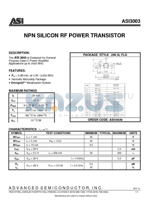 ASI10539 datasheet - NPN SILICON RF POWER TRANSISTOR