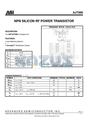 ASI10544 datasheet - NPN SILICON RF POWER TRANSISTOR