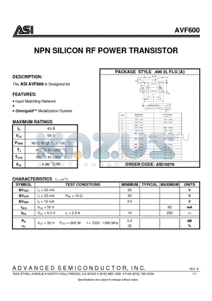 ASI10576 datasheet - NPN SILICON RF POWER TRANSISTOR