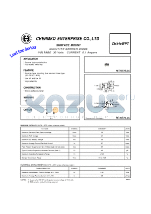 CH548WPT datasheet - SCHOTTKY BARRIER DIODE VOLTAGE 30 Volts CURRENT 0.1 Ampere