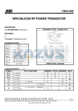 ASI10583 datasheet - NPN SILICON RF POWER TRANSISTOR