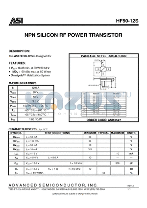 ASI10597 datasheet - NPN SILICON RF POWER TRANSISTOR