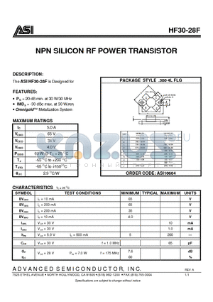 ASI10604 datasheet - NPN SILICON RF POWER TRANSISTOR