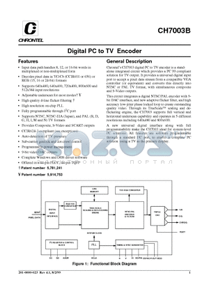 CH7003B datasheet - Digital PC to TV Encoder