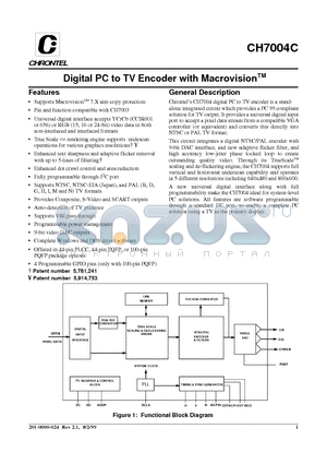 CH7004C-T datasheet - Digital PC to TV Encoder with Macrovision