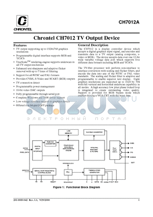 CH7012A datasheet - Chrontel CH7012 TV Output Device