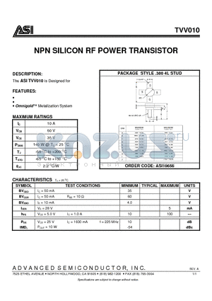 ASI10656 datasheet - NPN SILICON RF POWER TRANSISTOR