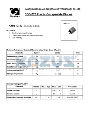 CH751G-40-SOD-723 datasheet - Schottky barrier Diodes
