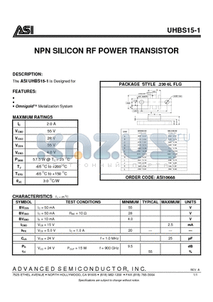 ASI10668 datasheet - NPN SILICON RF POWER TRANSISTOR