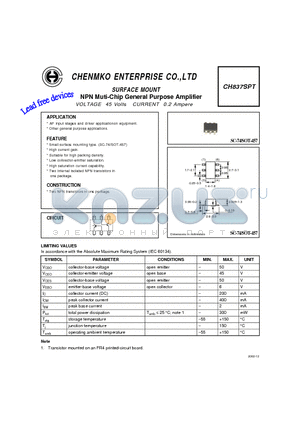 CH837SPT datasheet - NPN Muti-Chip General Purpose Amplifier