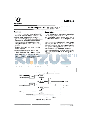 CH9294-N datasheet - DUAL GRAPHICS CLOCK GENERATOR