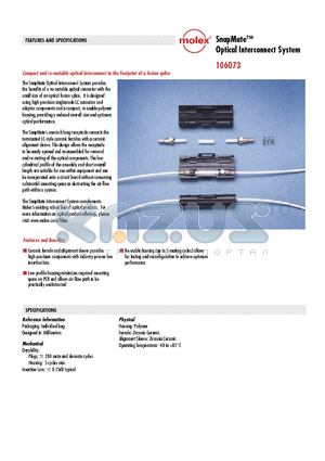 106073-0022 datasheet - SnapMate Optical Interconnect System