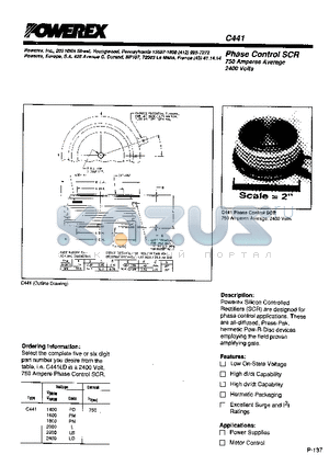 C441PM datasheet - Phase Control SCR 750 Amperes Average 2400 Volts