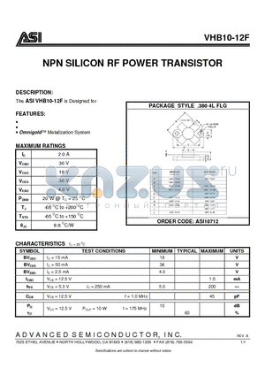 ASI10712 datasheet - NPN SILICON RF POWER TRANSISTOR