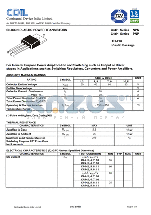 C44H11 datasheet - SILICON PLASTIC POWER TRANSISTORS