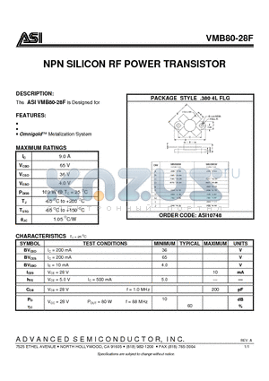 ASI10748 datasheet - NPN SILICON RF POWER TRANSISTOR