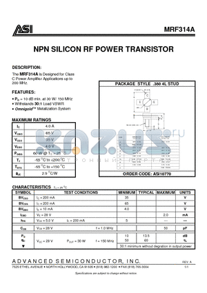 ASI10770 datasheet - NPN SILICON RF POWER TRANSISTOR