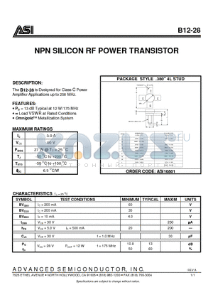 ASI10801 datasheet - NPN SILICON RF POWER TRANSISTOR