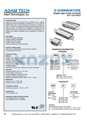 DE09PR datasheet - D-SUBMINIATURE CRIMP AND POKE SYSTEM